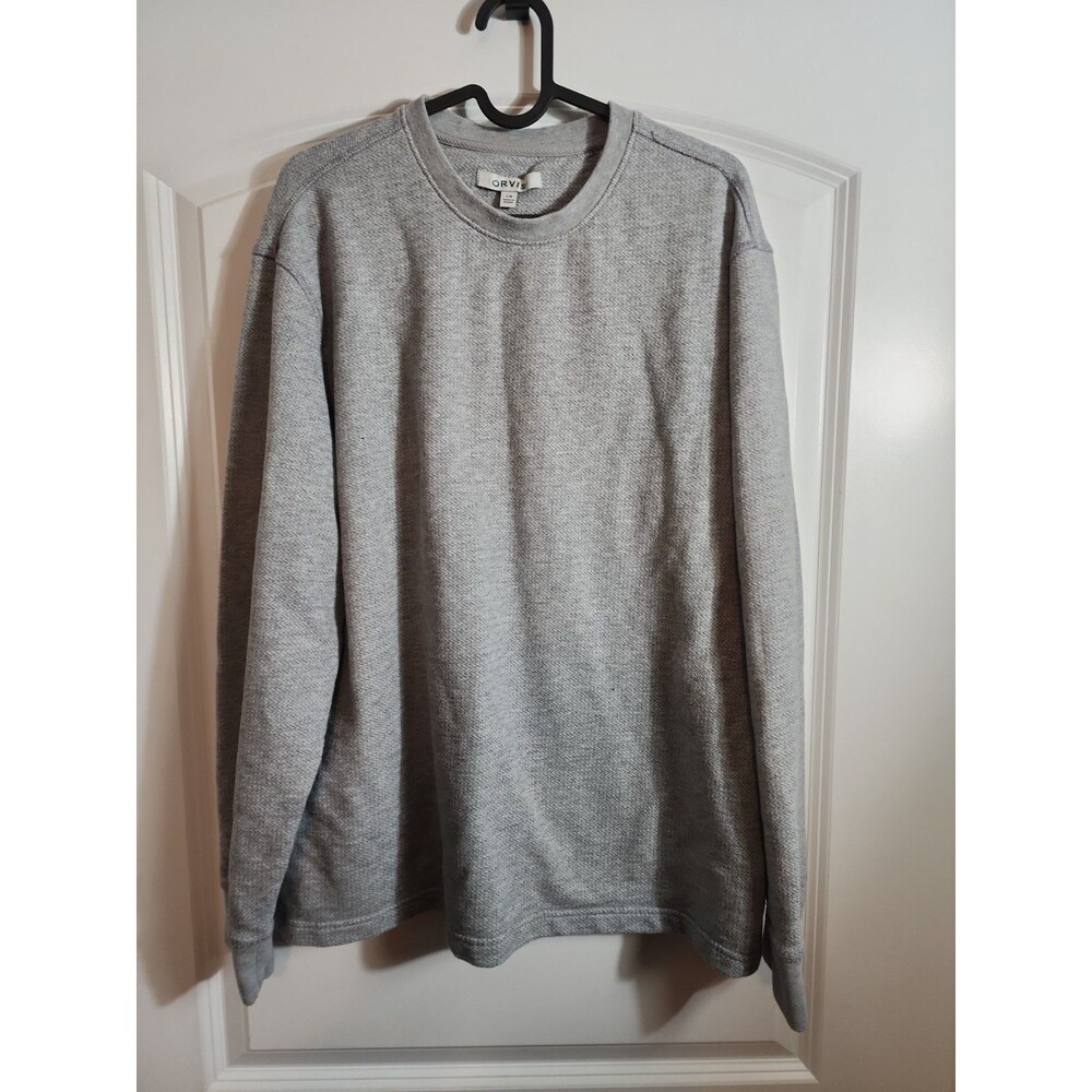 Orvis Long Sleeved Gray Crewneck Thermal Herringbone Sweatshirt Size L